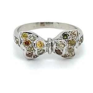 Fancy Diamonds 1.01ct Solid 14K Bow Eternity Ring